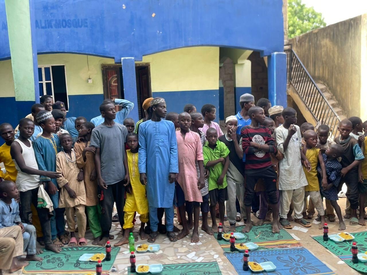 Children gathered in the courtyard